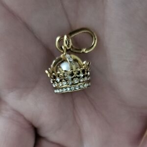 Rare New Juicy Couture Gold Tone C Crown Mini Charm With Pearl And J